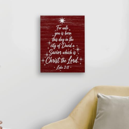 WODMIS Christian Christmas Tree Wall Art Canvas 11x14 Framed Holiday Decor