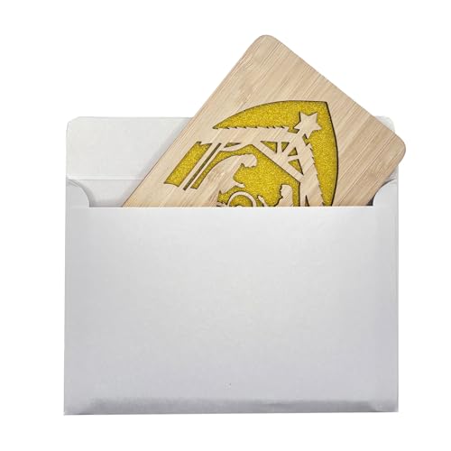 Celebrate His Birth Wooden Christmas Greeting Card with Envelopes - Religious Holiday Decoration