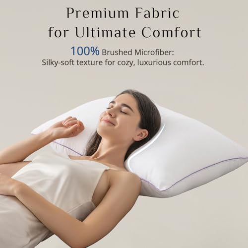 JOLLYVOGUE Queen Size Bed Pillows Set of 2, Firm Down Alternative Fill