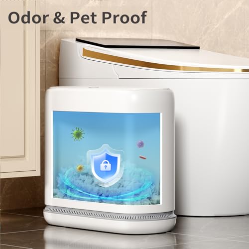 Small Bathroom Trash Can with Lid, 3 Gallon Slim Garbage Bin with Bags