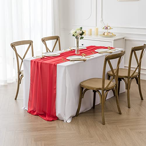 12Pack 10ft Red Chiffon Table Runners 29x120 Inches for Weddings & Parties
