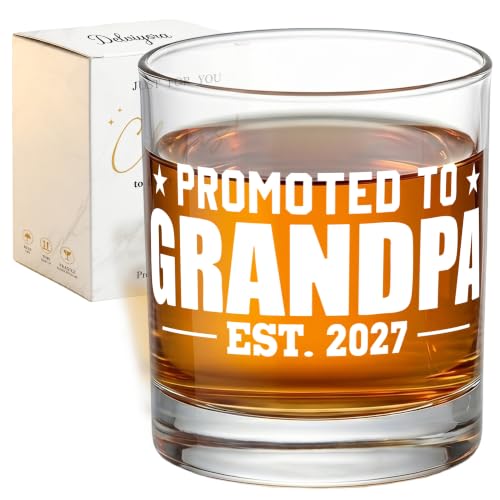 Promote to Grandpa Whiskey Glass 10oz - Funny Birthday Gift for Grandfather