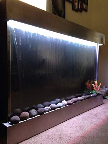 XXL 50" x 35" Stainless Steel Wall Fountain with Color-Changing Lights