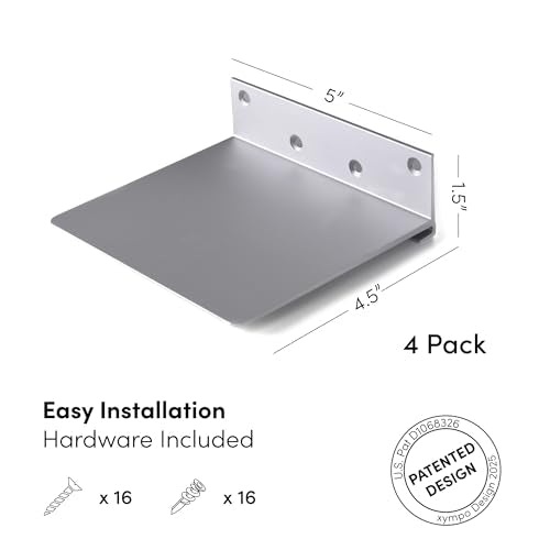 Floating Invisible Bookshelf Set, Wall Mounted Aluminum Shelves (4 Pack)