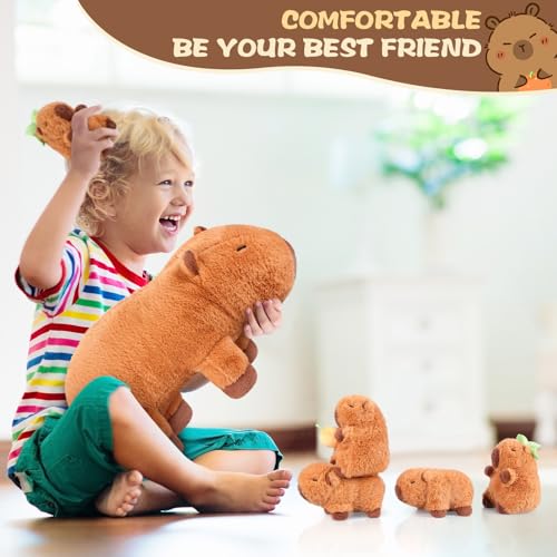 Capybara Plush Family Set: 17-Inch Mommy with 4 Baby Stuffed Animals