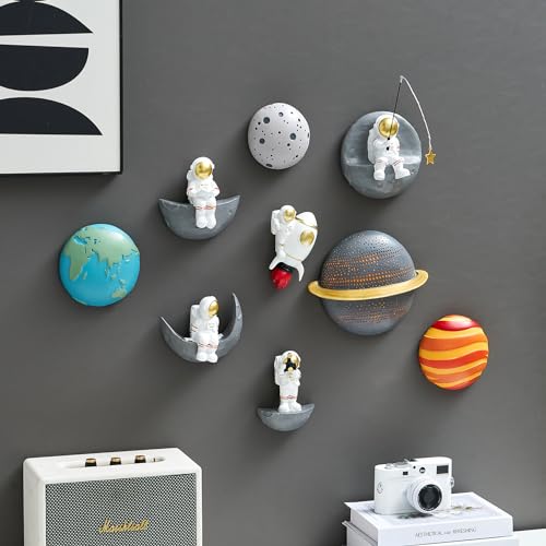 FJS Space Wall Decor Set of 5 - 3D Astronaut Wall Sculptures for Kids & Bedroom - Variation G