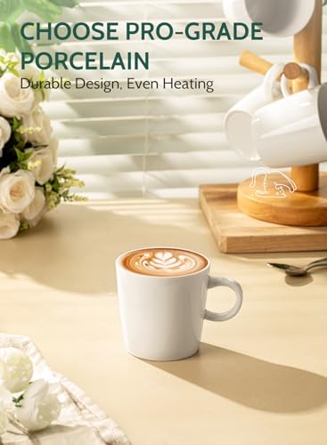 Sweese 5oz Porcelain Espresso Cups Set of 4 White - Demitasse Coffee Mugs