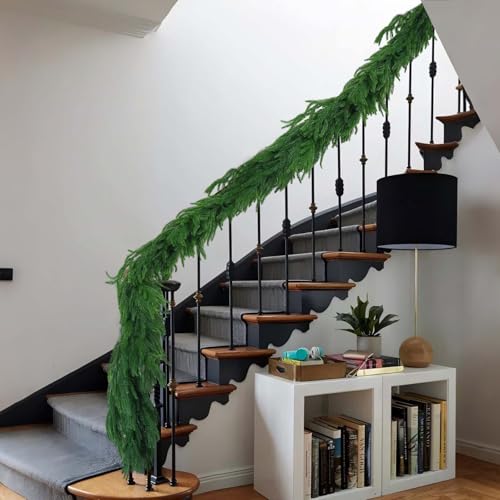 Tixiquns 6FT Norfolk Pine Garland – Extra Full 100-Branch Realistic 12ft Set (2 x 6ft) for Mantel, Staircase & Doorway