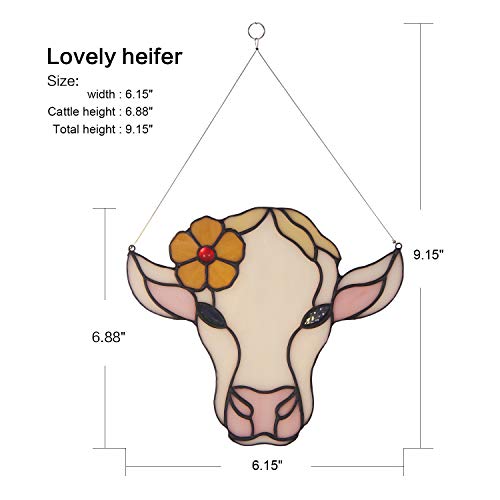 Tiffany Style Stained Glass Cow Sun Catcher - Handmade Window Ornament