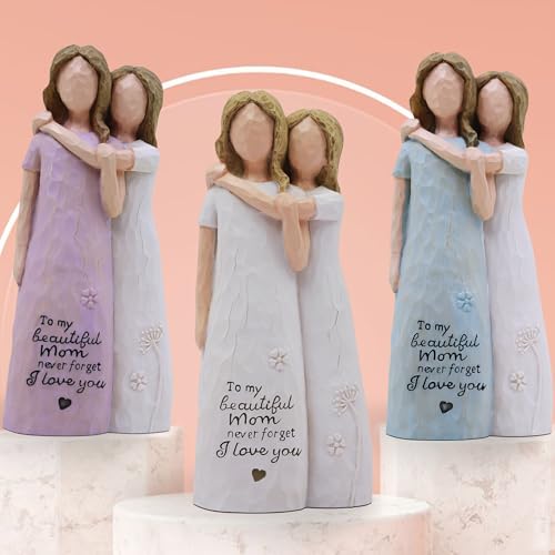 Mother Daughter Figurine Hand-Painted Resin Statue Gift for Mom
