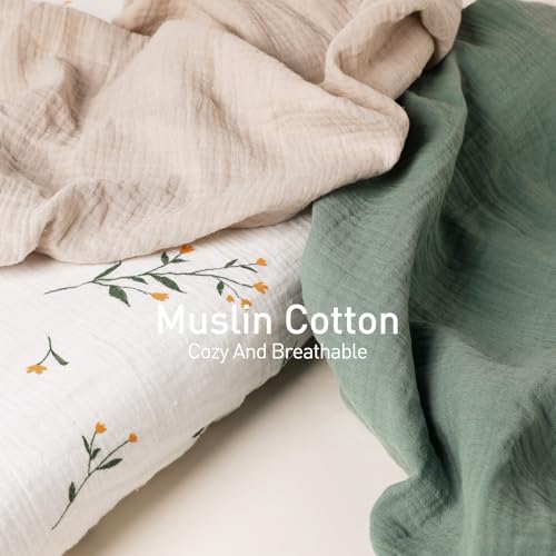 Muslin Cotton Bassinet Sheets 3-Pack, 33"x20" OEKO-TEX Fitted Bedside Sleeper