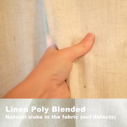 Natural Linen Blend Pinch Pleat 100% Blackout Curtains - 2 Panels, 40"x90"