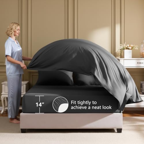 7-Piece Queen Comforter Set - Dark Grey Point-Quilted Bed in a Bag