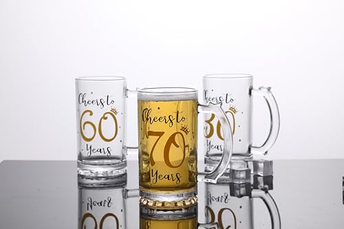 70th Birthday Beer Glass - 18 Ounce Cheers to 70 Years Anniversary Gift