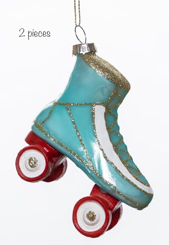 Set of 2 Glass Roller Skate Ornaments for Christmas Tree
