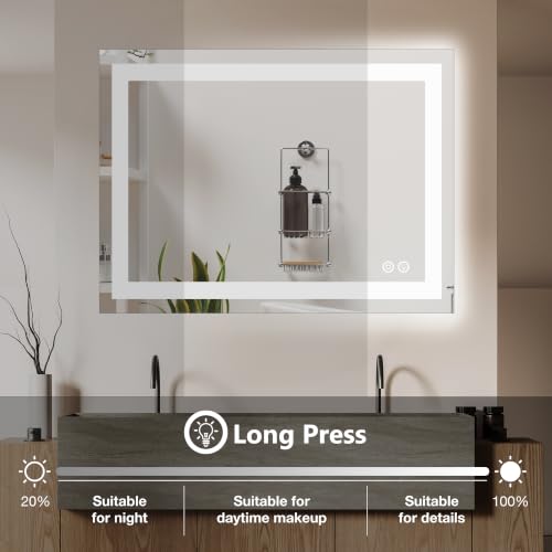 24x36 Inch LED Bathroom Vanity Mirror with Anti-Fog and Dimmable Lights