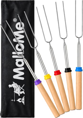 Telescoping Marshmallow Roasting Sticks - 32" S'mores Fire Pit Skewers (5 Pack)