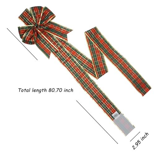 K KIRKWOOD KITCHEN 4 Pack Red & Green Festive Ribbon Bows for Christmas Decorations