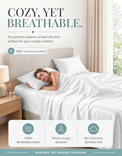 LANE LINEN 450TC 100% Long-Staple Cotton Twin XL Sheet Set - 15" Deep Pocket