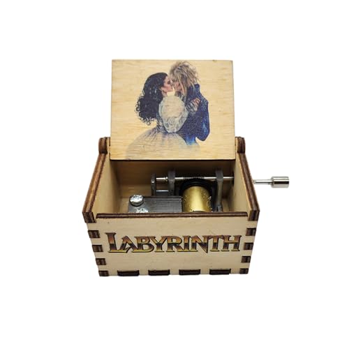 Hand-Crank Wooden Music Box - Labyrinth Themed Keepsake Gift