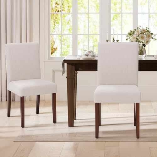 Upholstered Dining Chairs Set of 2, Modern High Back Fabric Kitchen Chairs