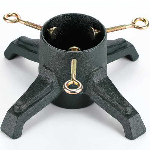 Huwena Cast Iron Christmas Tree Stand for Live & Artificial Trees, Supports 8ft, 120lb Capacity
