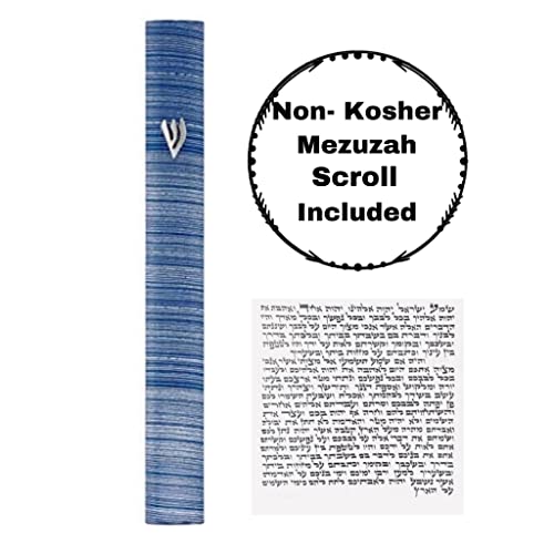 Aluminum Mezuzah Case with 3D Shin Design, 6-Inch Peel and Stick