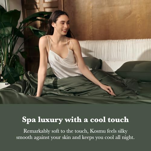 Bamboo Viscose Duvet Cover - Soft, Breathable, King Size, Olive Green