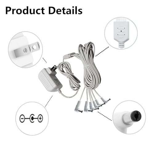 4.5V AC/DC Power Adapter with 6 Output Jacks for Christmas Village Lighting