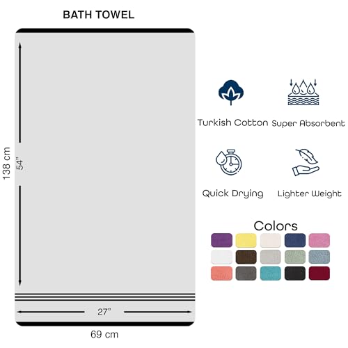 Hawmam Linen 100% Turkish Cotton Bath Towels - 4 Pack, White (27 x 54 In)