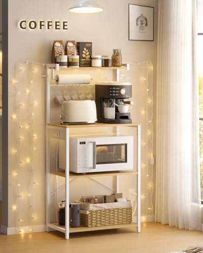4-Tier Kitchen Baker's Rack with Power Outlet, 23.6" Coffee Bar Stand