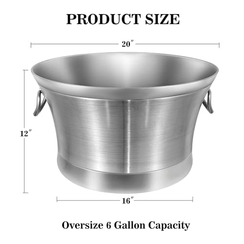 6-Gallon Double Wall Stainless Steel Beverage Tub for Parties & Events