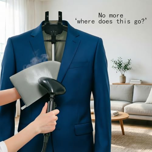 Adjustable Garment Steamer Rack with Heat-Proof Glove, Foldable Stand