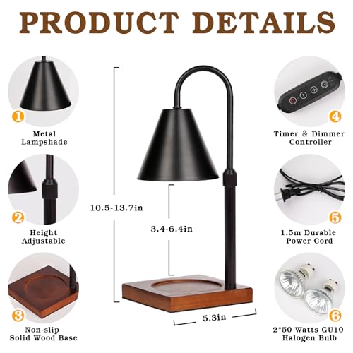 Modern Candle Warmer Lamp 2 Pack, Dimmable with Timer, Christmas