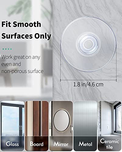 Pawfly 1.8 in 10pcs Suction Cups - Small Transparent Rubber Hooks for Window, Mirror, Kitchen