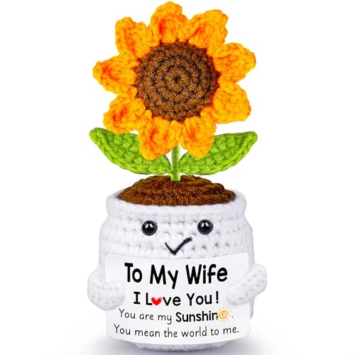 Handmade Crochet Sunflower Doll Gift for Wife with Romantic Message