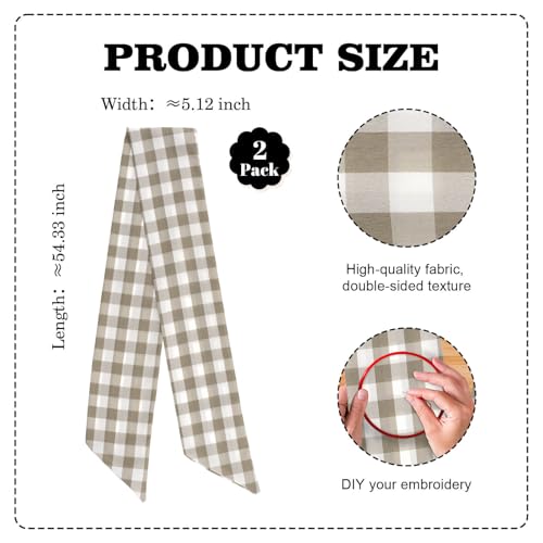 Brown Buffalo Check Wreath Sash 2-Pack - 5.12 x 54 Inch Farmhouse Plaid Ribbons