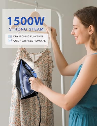 Sundu 1500W Steam Iron with Ceramic Soleplate & Precise Temperature Control