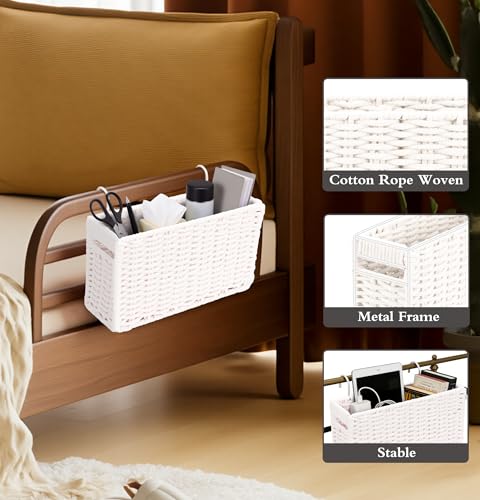 Cotton Rope Bedside Caddy Hanging Storage Organizer for Dorm Bunk Bed