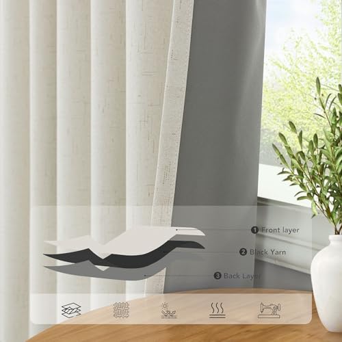 100% Blackout Curtains 84 Inch Length - 2 Panel Set for Bedroom