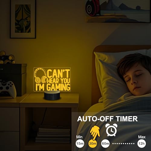 3D Gaming Night Light, Headset Pattern LED Illusion Lamp with Remote Control
