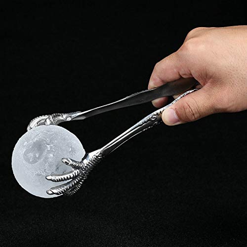 MASSJOY 1pcs Eagle Claw Shaped Ice Tongs for Bar & Ice Serving, 8 Inch Stainless Steel