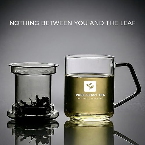 Pure And Easy Glass Tea Infuser Mug 400ml – Plastic-Free Loose Leaf Steeping Cup