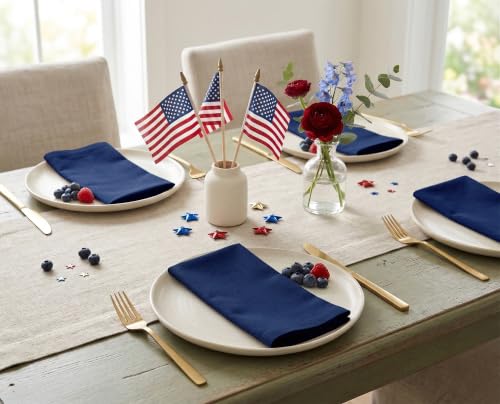 100% Cotton Dinner Napkins 18x18 Inch, Set of 12, Navy Blue Table Linens