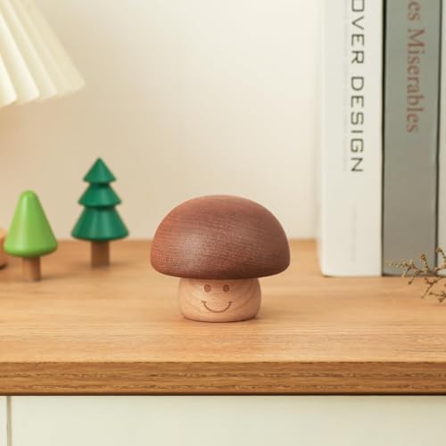 Vintage Wooden Mushroom Music Box - Edelweiss Wind-Up Musical Gift