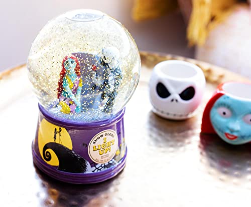 Light-Up Snow Globe with Swirling Glitter & Ceramic Base, 6 Inches