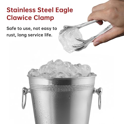 Eispap Silver Ice Tongs with Eagle Claw Non-Slip Grip Stainless Steel Serving Utensils