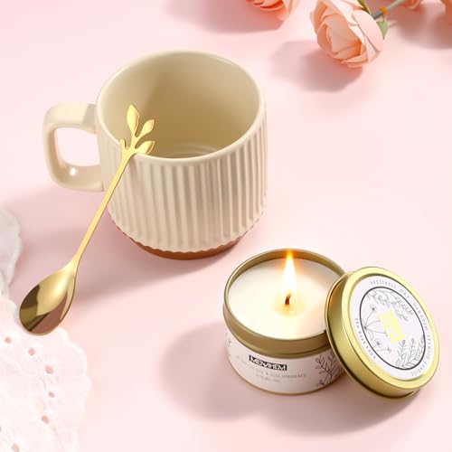 Eirunyx Gift Basket for Women Brown01 - Self Care & Birthday Gifts, Deluxe Set with Mug, Candle, Notebook & More