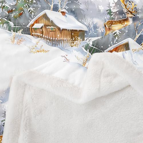 Feelyou Elk Printed Sherpa Blanket 50x60 Throw - Multi 935 Kids & Teens Gift Sofa Warm