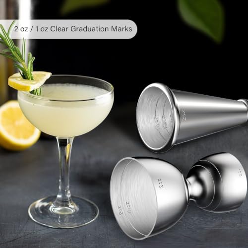 ZHSHICT 2 Pack Bartending Jiggers Set - Heavy Duty Stainless Steel Measuring Tools for Cocktails